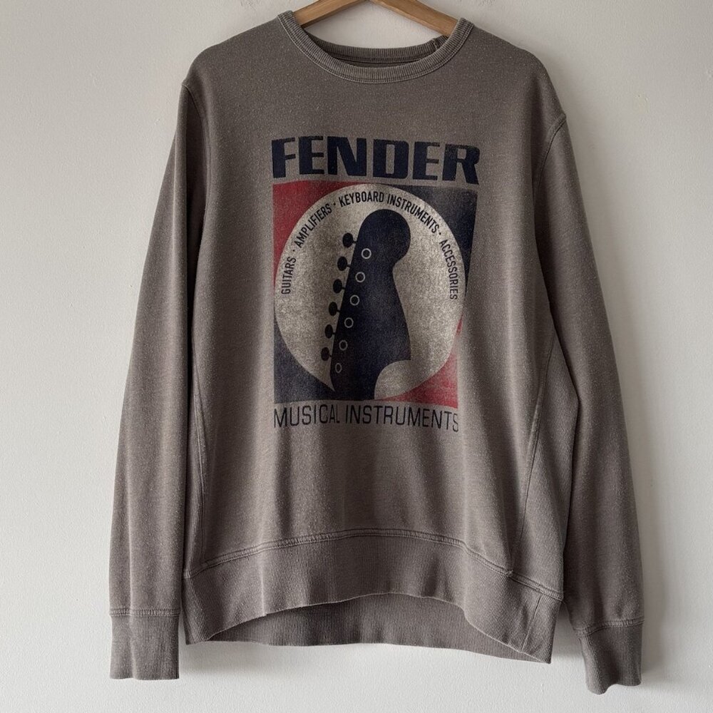 Fender Guitar Lucky Brand Lightweight Sweatshirt Mens Large Pullover PILLING!